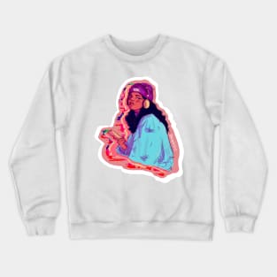 Girl listening to music Crewneck Sweatshirt